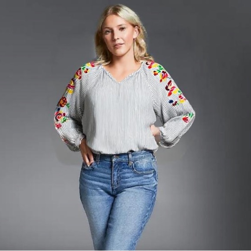 Chelsea & Theodore Colorful Embroidered Top